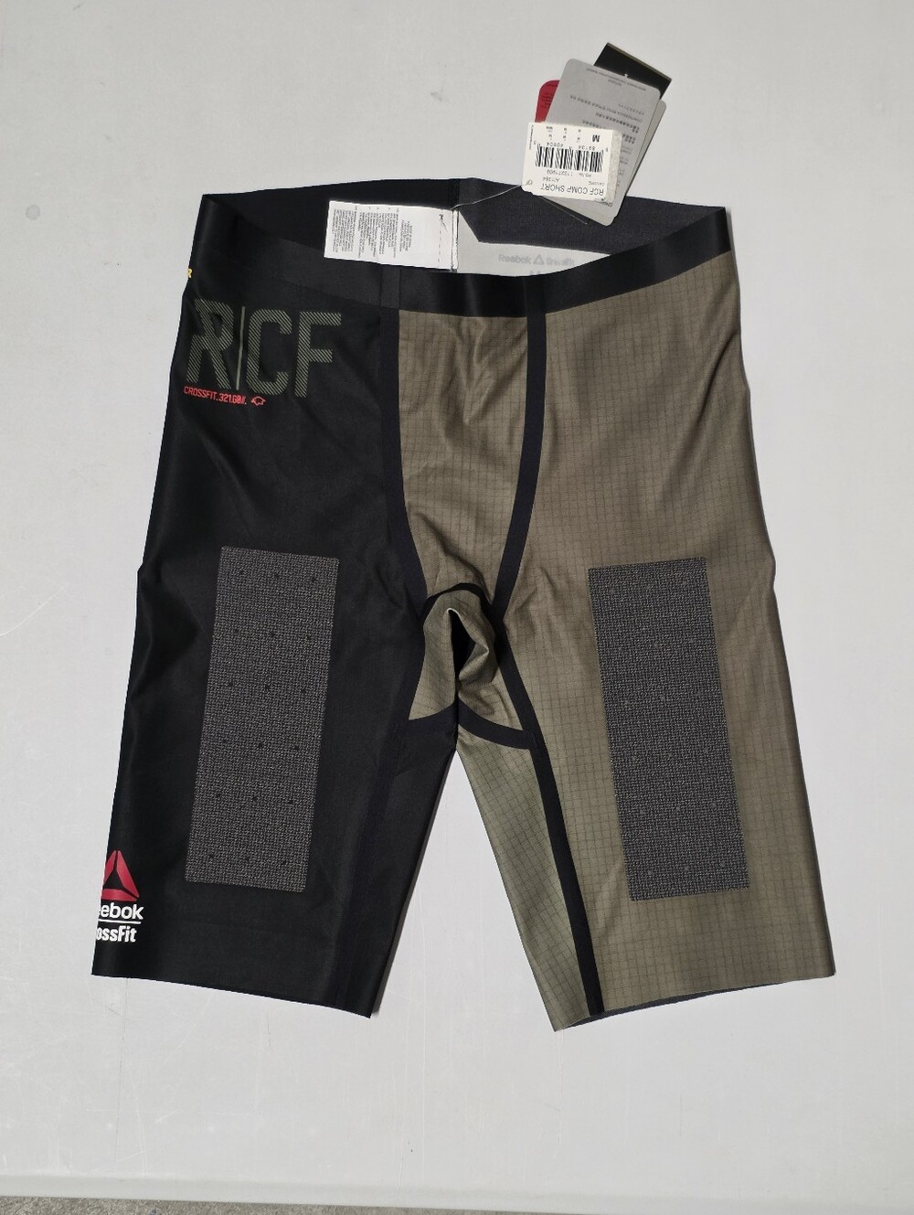 Reebok CrossFit Men's Compression Kevlar Shorts Black Gray Colorblock Size M